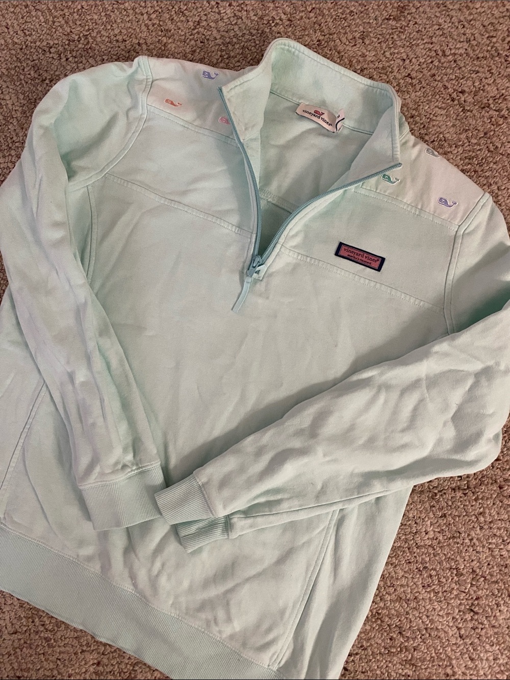 Vineyard Vines Blue Embroidered 1/4 Zip Pullover Sweater